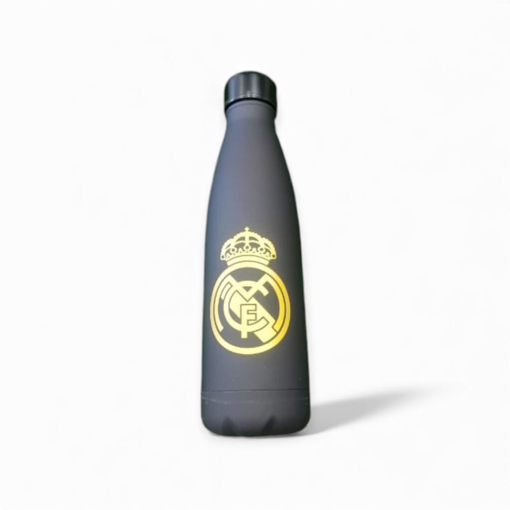 REAL MADRID BOTELLA ALUMINIO NEGRA CON ORO RUBBERIZADA 500 M