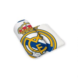 REAL MADRID MANTA CORALINA 150*95 BLANCA 200 GRAMOS
